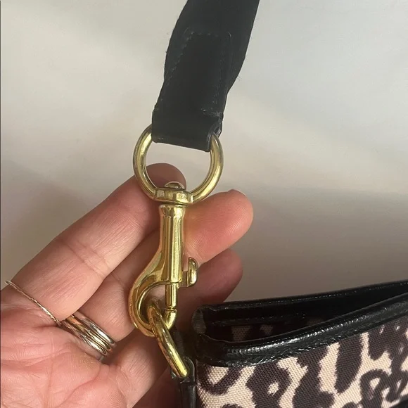 Coach Leopard Print Shoulder crossbody Bag in Black and Tan - Picture 9 of 10